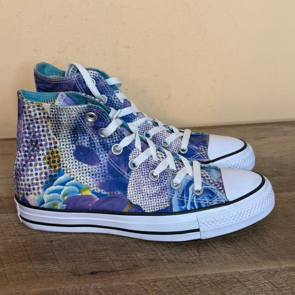 Converse Chuck Taylor All Star high-top digital floral purple shoes women’s 7 - Picture 2 of 6